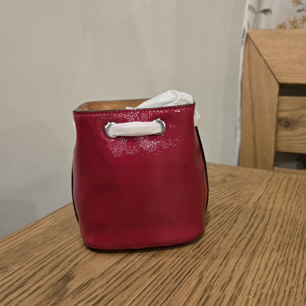 Coach Red Mini Patent Leather Drawstring Wristlet - Picture 6 of 10
